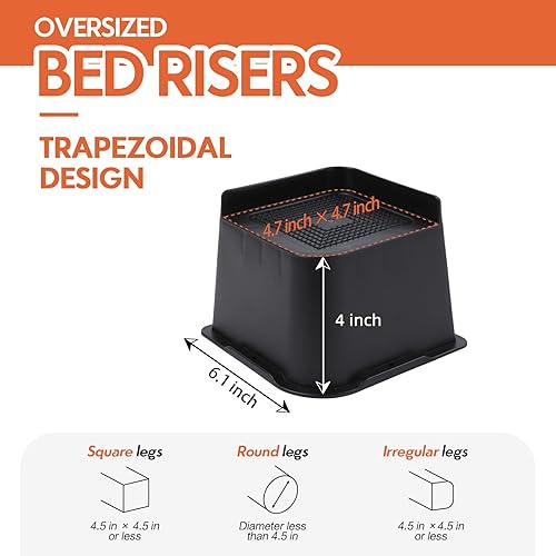 Miniatura 2 de JONHWI Elevadores de cama, elevadores de muebles de gran tamaño, bloques de elevación de 4 pulgadas para cama, sofá, escritorio, sofá, mesa,