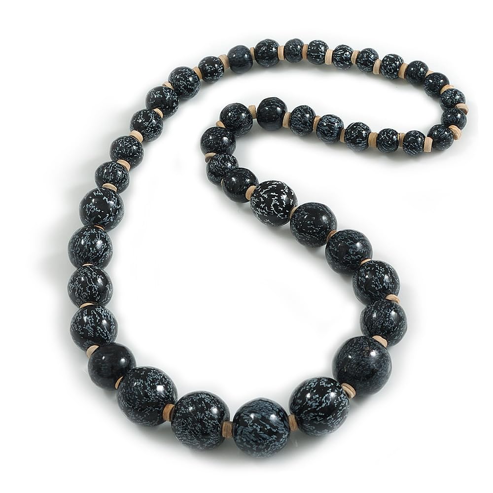 Avalaya Collana lunga 8 mm con perline di vetro rosse, lunghezza 140 cm, Misura unica, Vetro