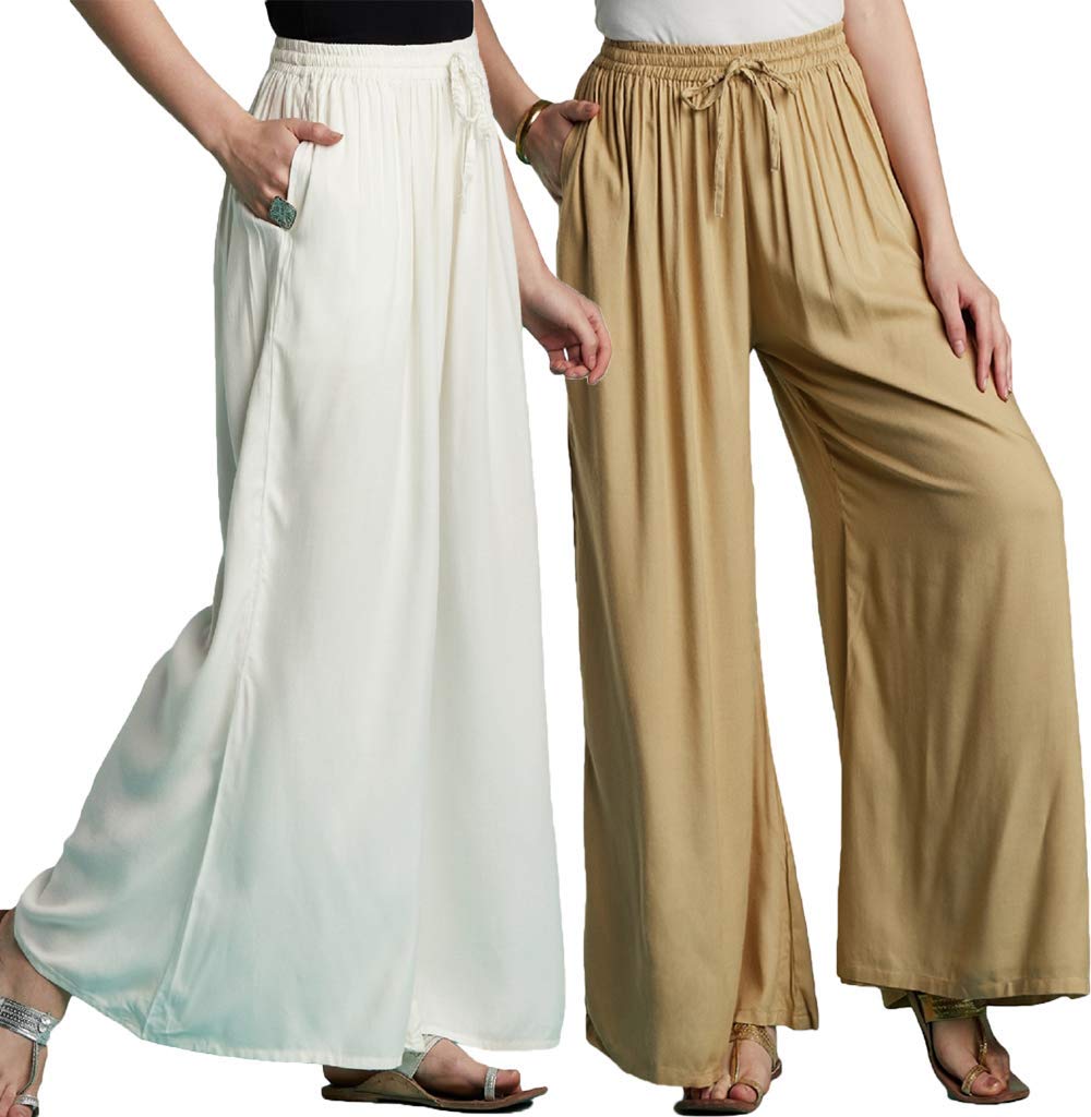 Rayon Flared Solid Palazzo with pocket (Pack of 2)-image-42