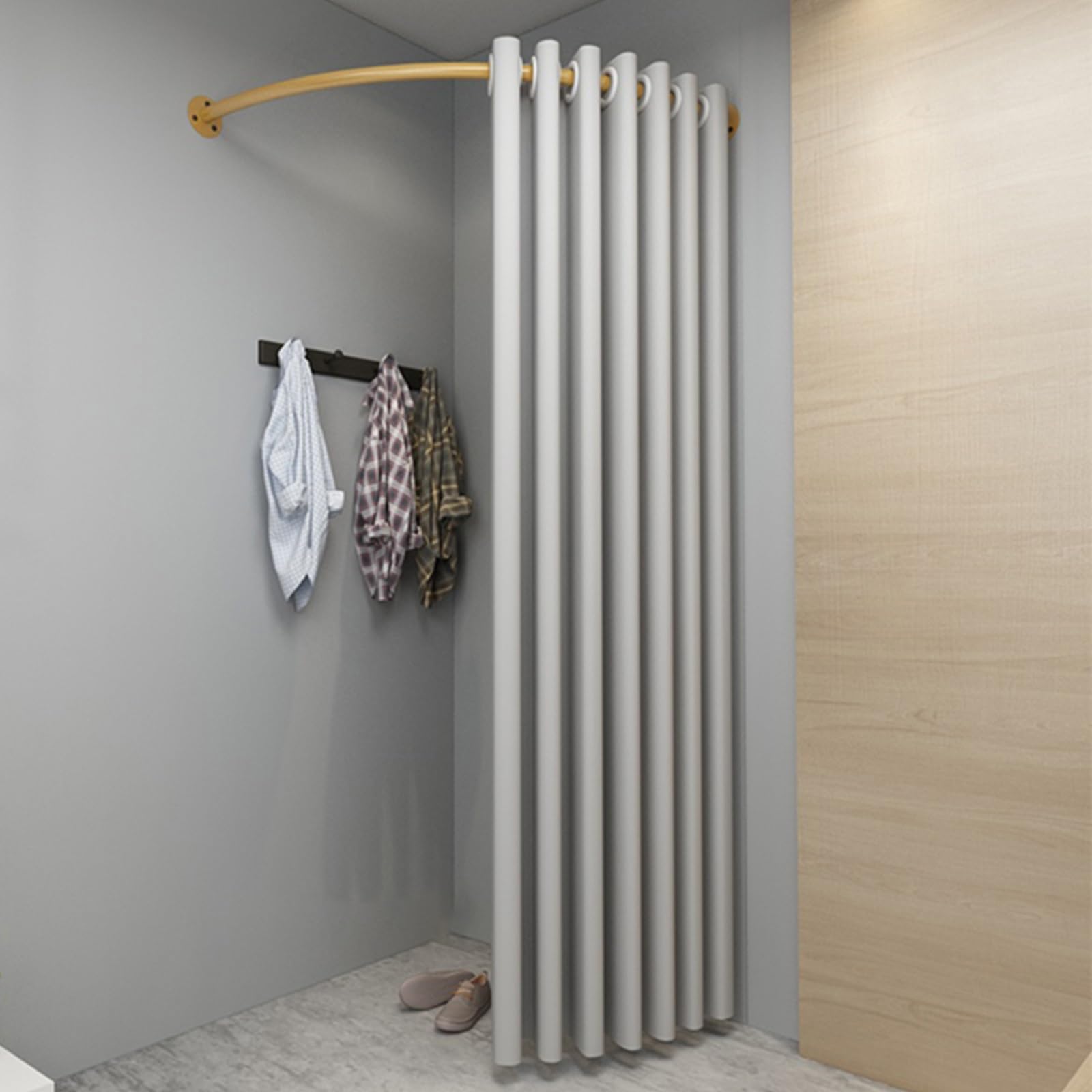 WQPMNYG Simple Fitting Room Cabin for Clothing Stores Wedding Dress Boutiques - Wall-Mounted Curtain Rod 80/90/100/120CM Space Divider with Shade Curtain