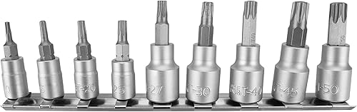 Performance Tool 1955 Juego de 9 brocas de estrella a prueba de manipulaciones con puntas de acero de aleación duraderas en varios tamaños para