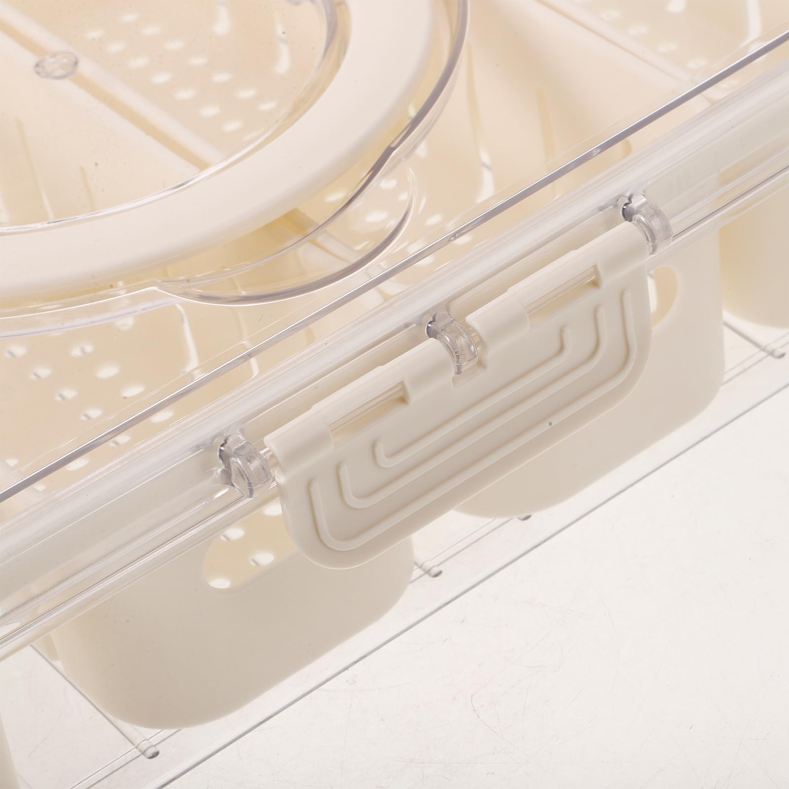 STOBAZA Caja de Almacenamiento Pet para Refrigerador, Organizador de Alimentos Frescos Compartimentos Divididos, Diseño Asa para Transporte Cómodo, Apta para Congelador y Verduras