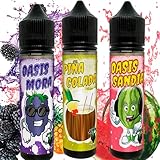 Oasis Piña Colada - ¿Te gustan los cócteles veraniegos? Disfruta de esta increíble mezcla de la dulce piña y la crema de coco. IIII Oasis Mora - Las nubes más suaves y esponjosas de mora. III★ Oasis Sandia - Las nubes más suaves y esponjosas de sandía