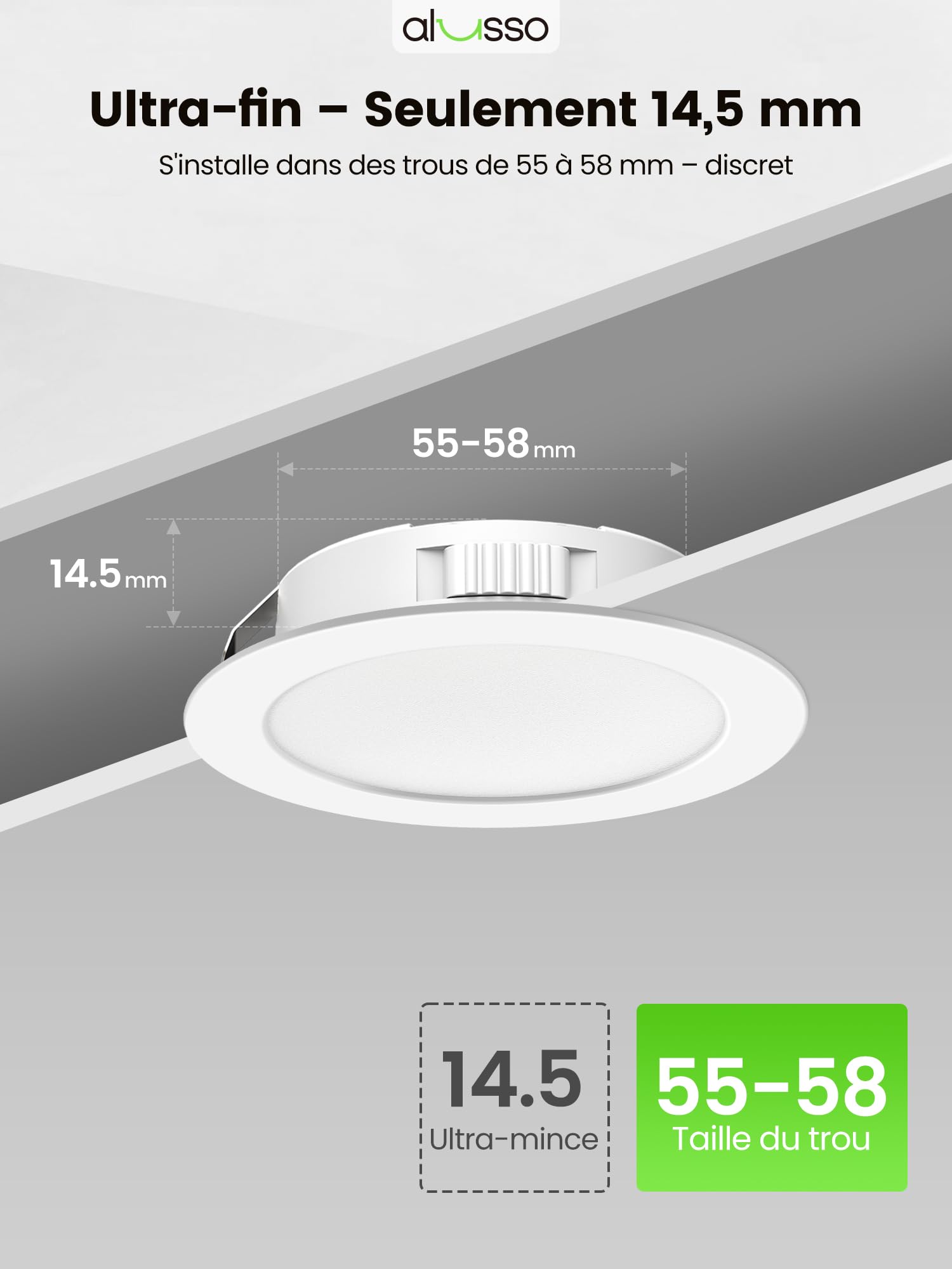 ALUSSO Lot de 6 spots LED encastrables 12V 4W équivalent 40W 3000K 4000K 6000K Blanc