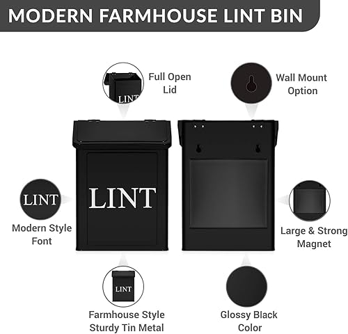 Miniatura 2 de Calindiana - Moderno contenedor magnético de metal para decoración y accesorios con tapa para lavandería, para organización y almacenamiento,