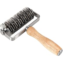 Lattice Pastry Cutter, Wooden Handle Roller Lattice Cutter, Metal Puff Crimpers, Household Time-Saver, Dought Roller Cutters for Pizza Pie Cookie Bread Pastry Crust Cake Biscuits