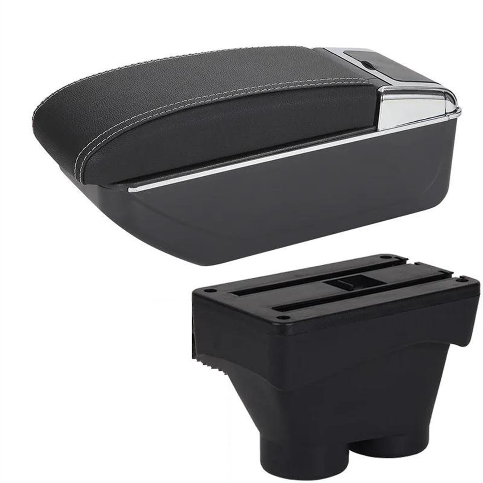 2012-2018 Car Armrest Box Accessories Retrofit Parts Interior Detail Large Space Ashtray For Peugeot 208(D3 Black white NoUSB)
