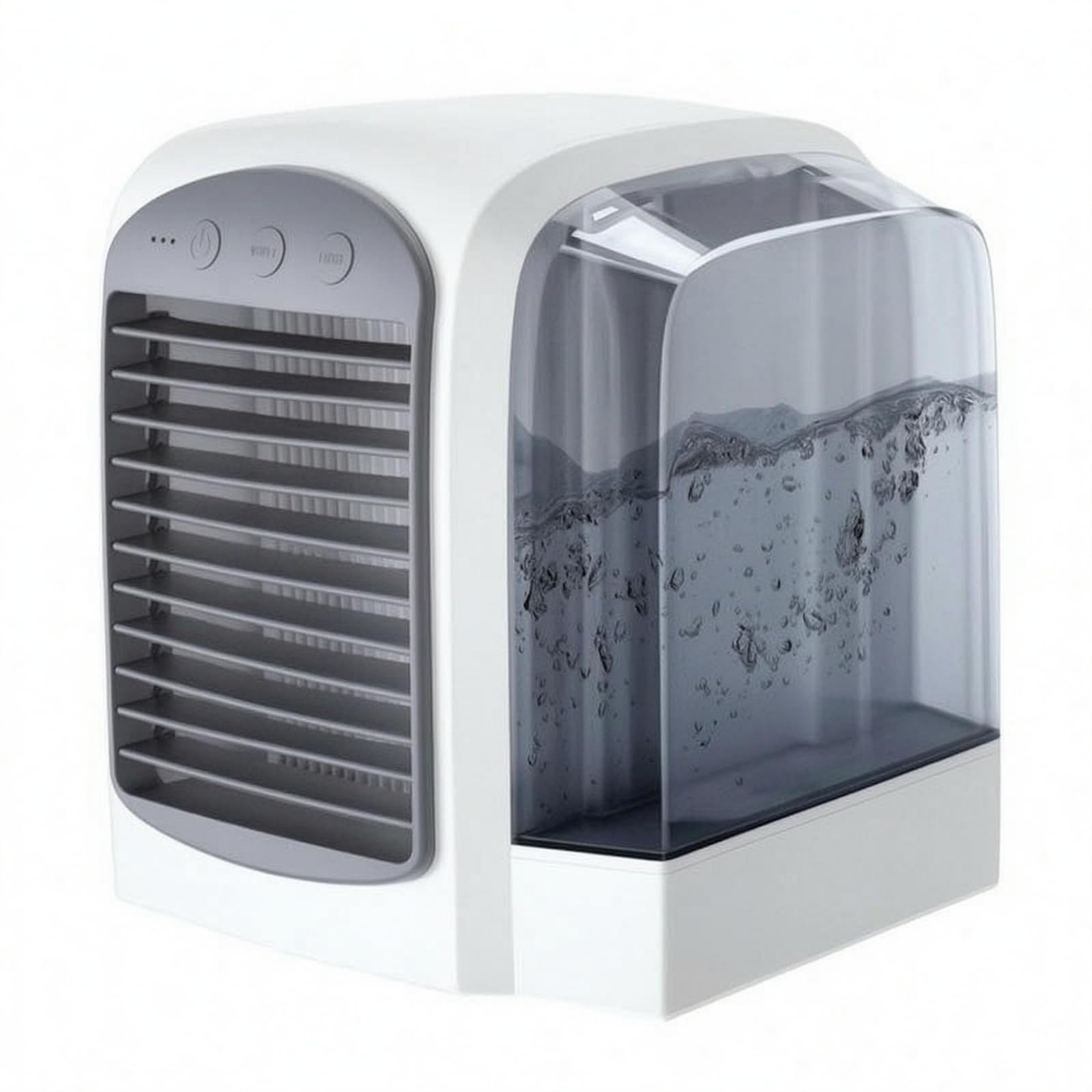 Translucent Reservoir USB Mini Air Cooler Compact Bladeless Air Cooler Desktop Humidifying Fan for Office, Gray-image-10