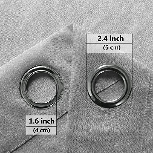 DWCN Grey Sheer Curtains Textured Semi Transparent Eyelet Top Decorative Voile Curtain for Living Bedroom 52" Wide x 63" Drop, 2 Panels - Image 3