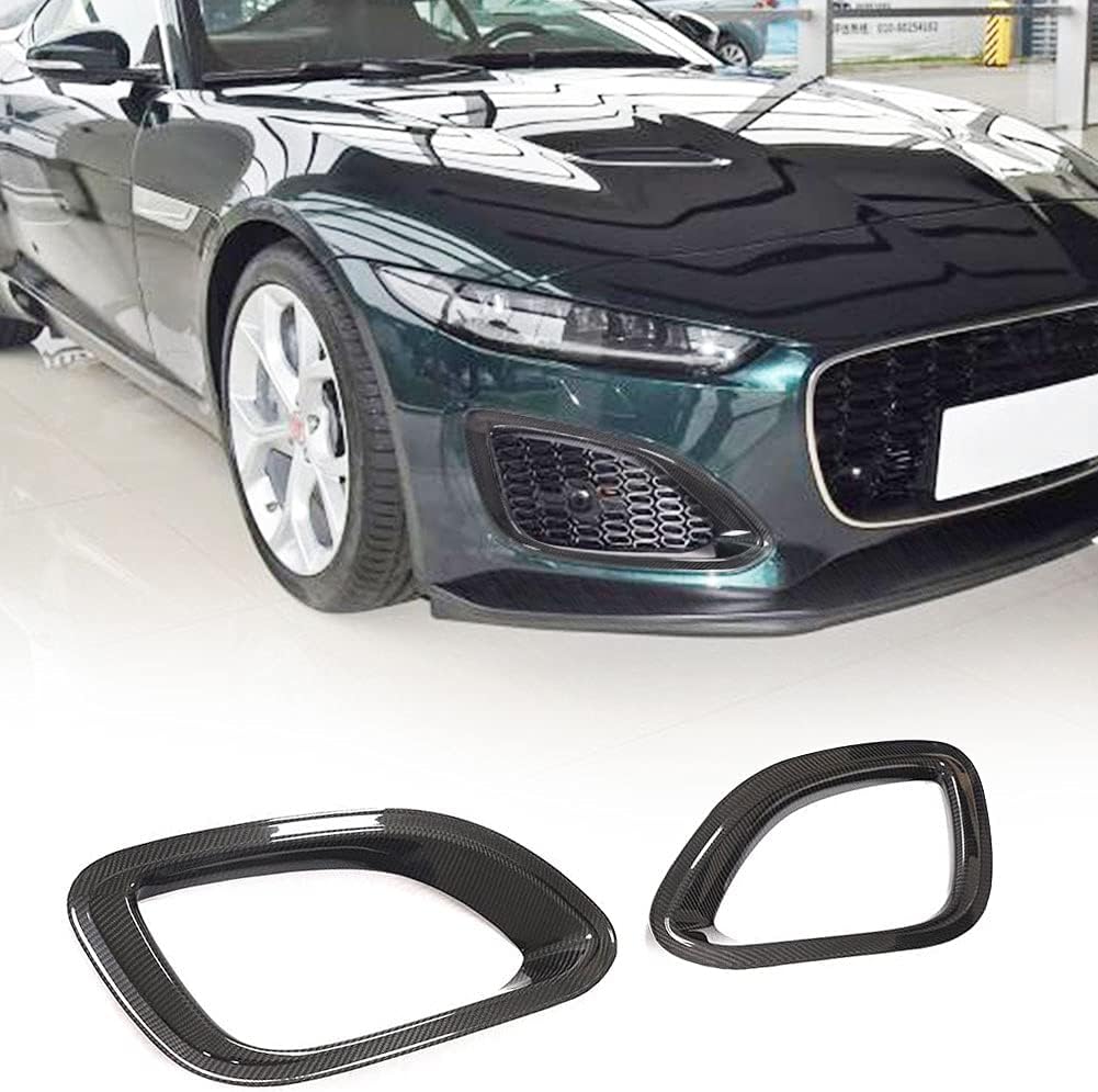 Carbon Fiber Front Bumper Vent Air Duct Intake Cover Trim for Jaguar F-Type 2-Door 2021-2022 Front Bumper Fog Light Eyebrows Eyelid Cover Canard Fender Vent Scoop