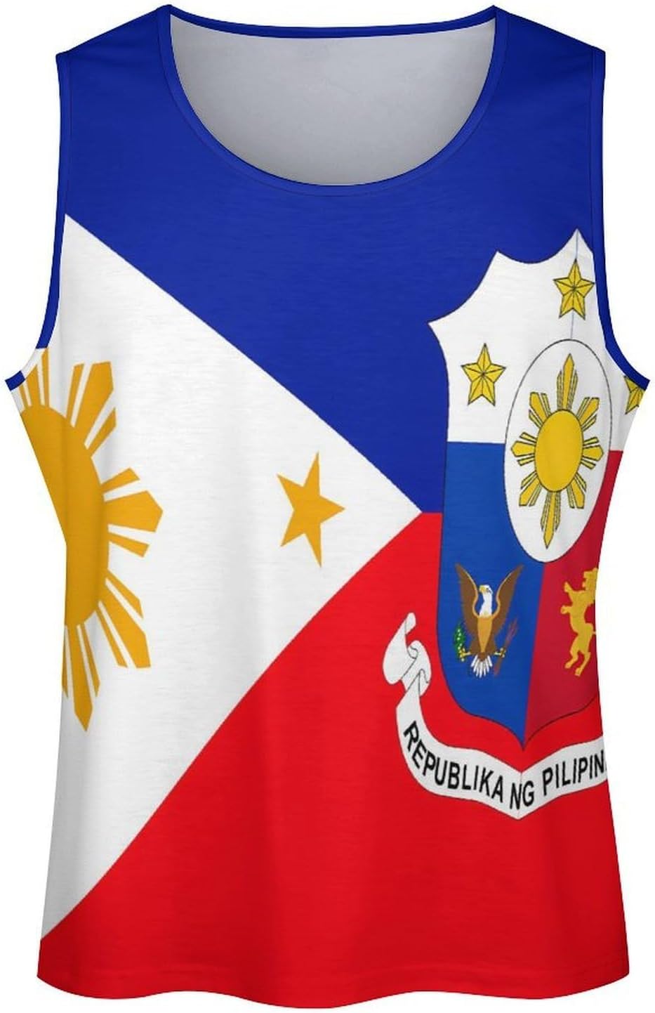 Filipino Philippine Flag National Emblem Mens Tank Tops Sleeveless Muscle Shirts Beach Casual Gym Shirt Vest Tee Tops