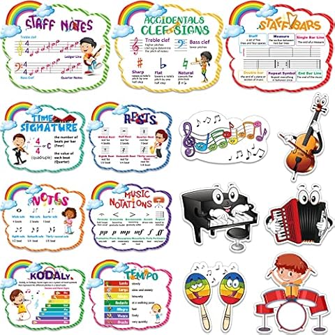 15 Pieces Music Classroom Posters Musical Elements Bulletin Board Posters Set Music Education Wall Decor Posters for High School Primary School Middle School Homeschool Class Teaching Supplies Cover