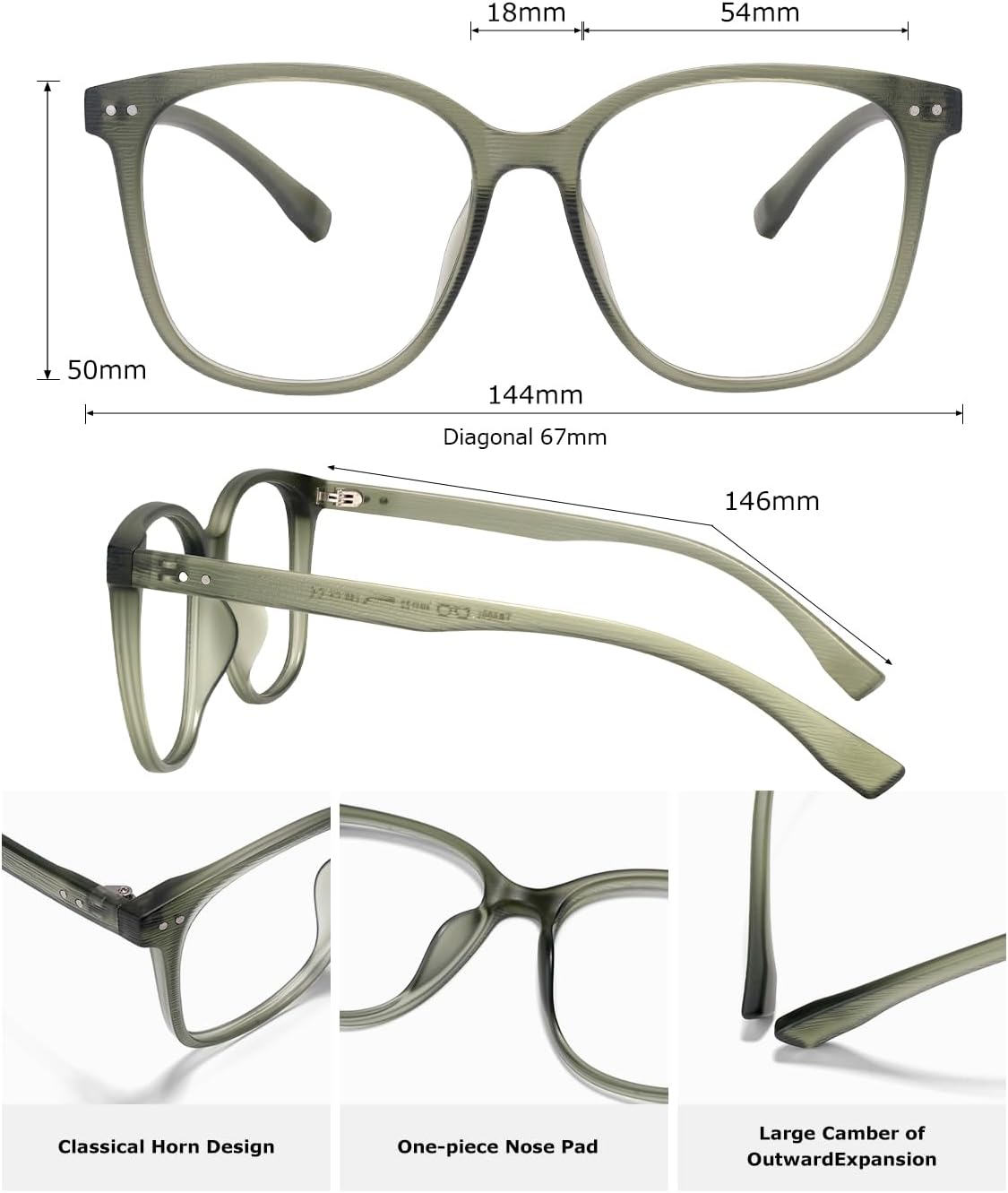 ZanyLen Oversized Blue Light Glasses Women/Men Computer/Gaming/Phone Blue Blocker Anti Glare Square Black/Clear TR90 Glasses…