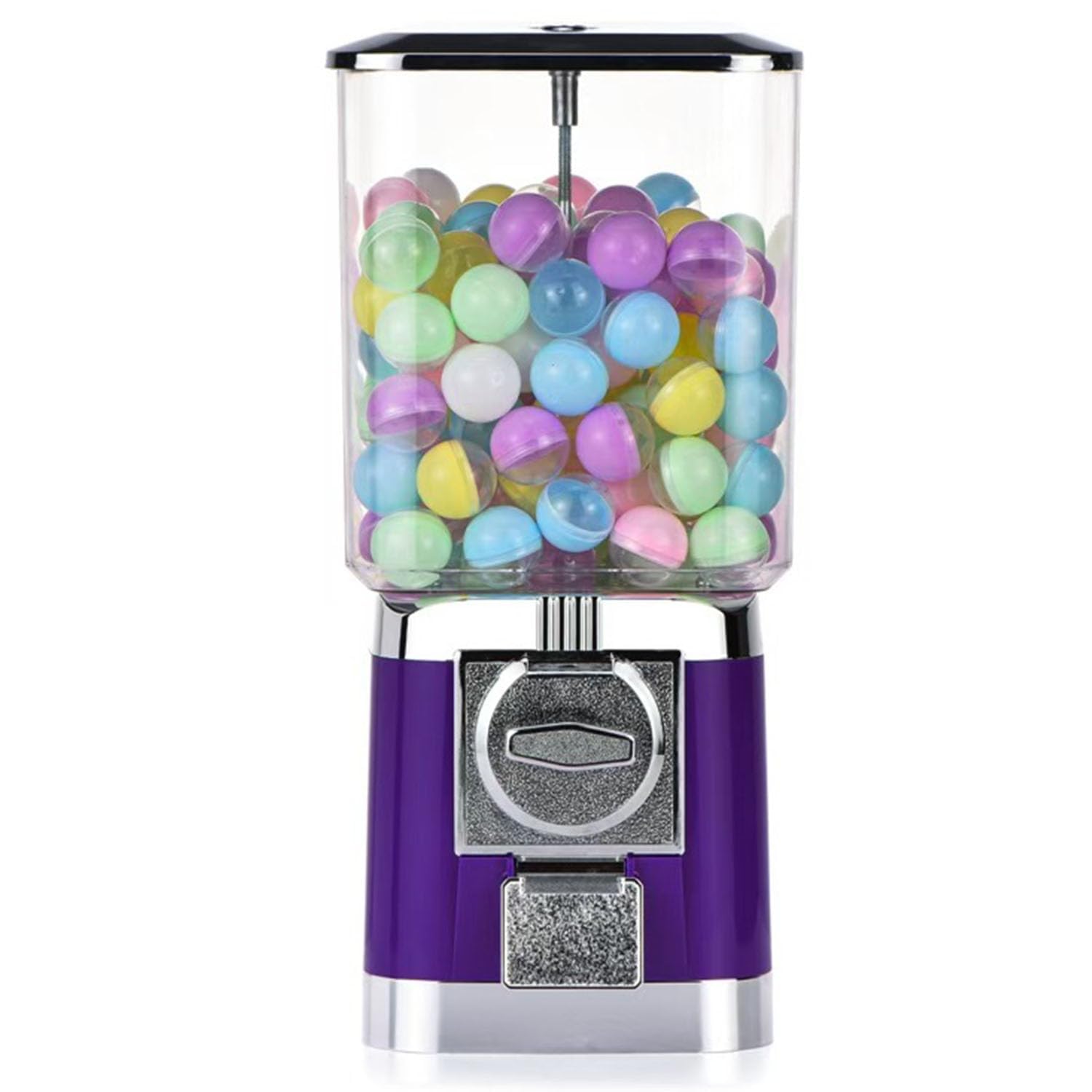 Candy Gumball -Maschine, Kapselnautomaten mit 200 Eierschalen, Ausgangsbereich 25 mm ~ 35 mm, Kapseln Bouncy Ball -Spender für Spielgeschäfte purple2