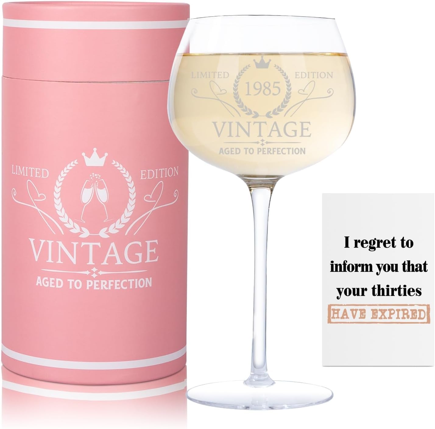 Joyvibe 40th Birthday Gift for Woman，Turning 40 Presents for 40 Year Old Women，Vintage 1985 Engraved 40th Wine Glass