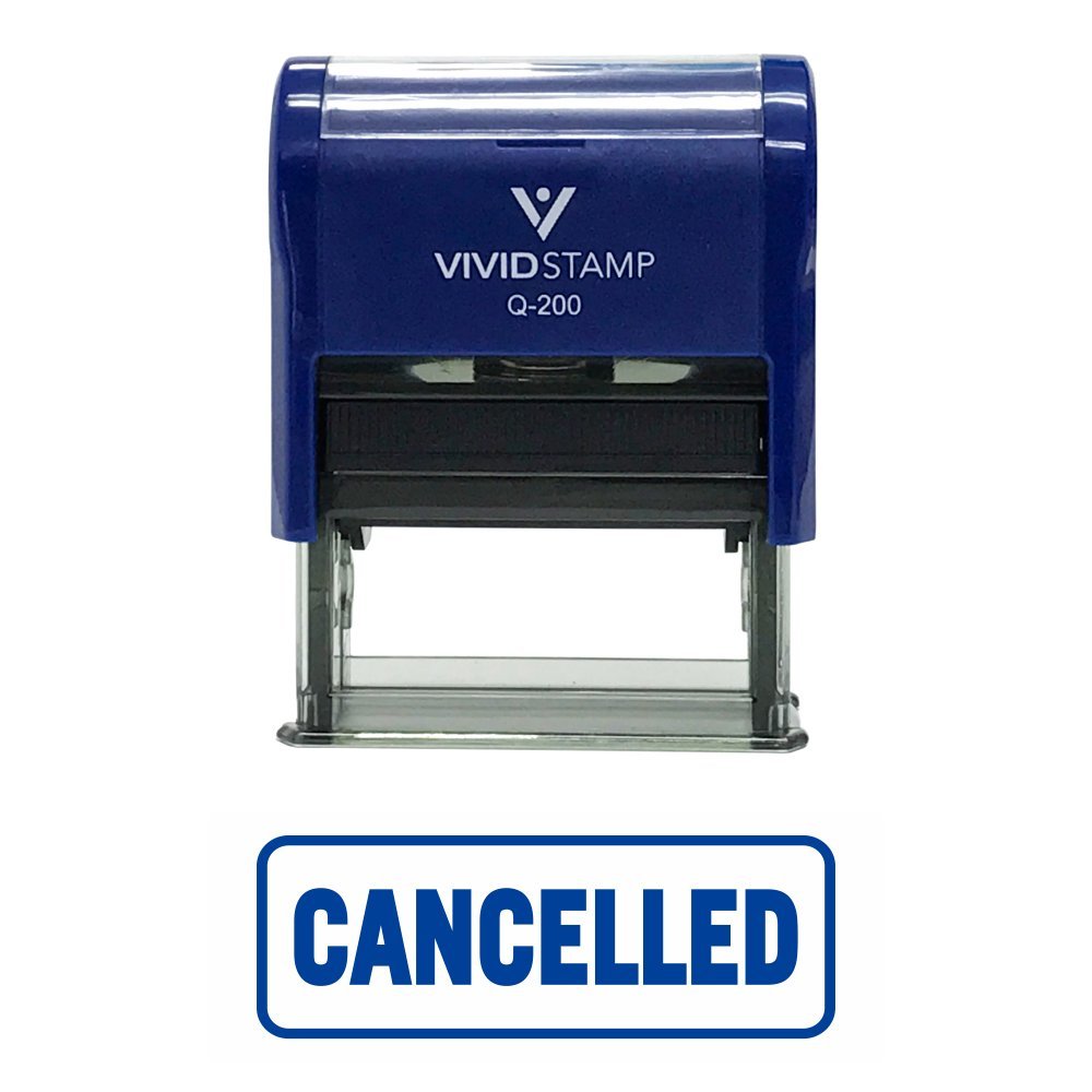 CANCELLED w/Border Office Self Inking Office Gumowa pieczęć (niebieska) - M