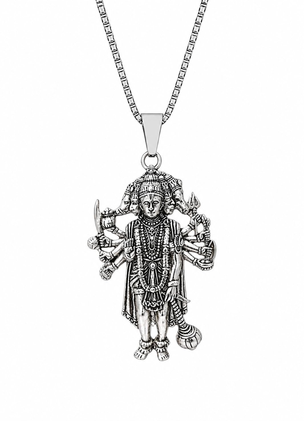 beautivia Hanuman Pendant Panchmukhi ji Locket Necklace, Antique Finish, Unisex, Hindu Religious Locket with Cable Chain, Devotional Jewellery-picture-31