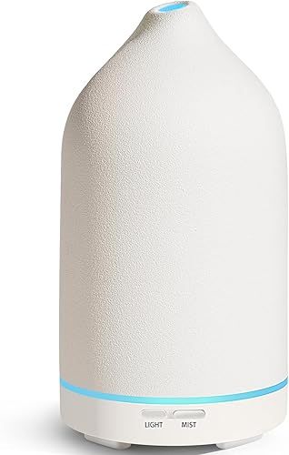 URPOWER 120ML Essential Oil Diffuser Ceramic Aromatherapy Diffuser with 7-Color LED Lights, Auto Shut-Off, 2 Mist Modes, Humidifier for Home Office