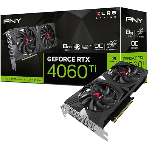 PNY GeForce RTX™ 4060 Ti 8GB Verto™ OC Dual Fan Graphics Card DLSS 3 (128-bit, PCIe 4.0, GDDR6, HDMI/DisplayPort, Supports 4k, 2 Slot)