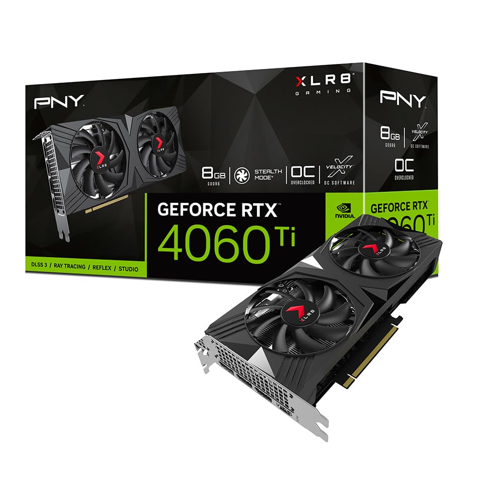 PNY GeForce RTX™ 4060 Ti 8GB XLR8 Gaming Verto Overclocked Dual Fan Graphics Card DLSS 3