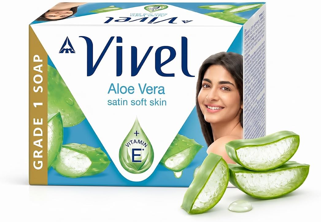 Vivel Aloe Vera Bathing Soap,150gx4 | BIS Grade 1 Soap| Highest Soap Grade | 76% TFM | Aloe Vera + Vitamin E | Moisturised Satin Soft Skin | Fresh Fragrance | 97% Natural Origin| For Men and Women