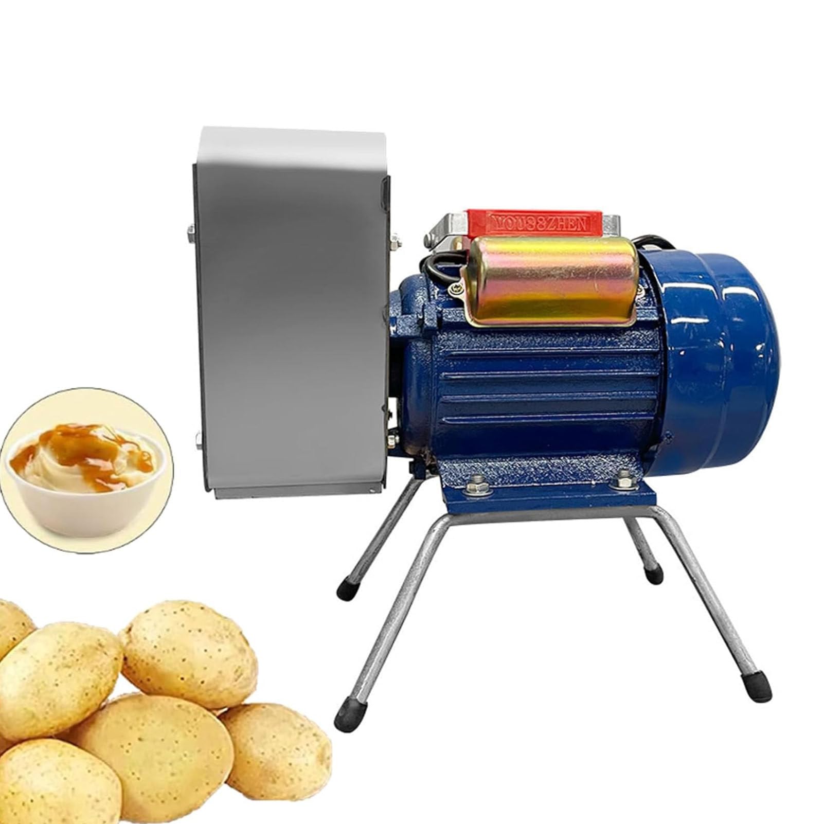Schiacciapatate Elettrico da 750 W, schiacciapatate Commerciale in Acciaio Inox, efficienza produttiva 20-30 kg/h, Rullo di macinazione di precisione, Liscio e Delicato, per purè di Patate