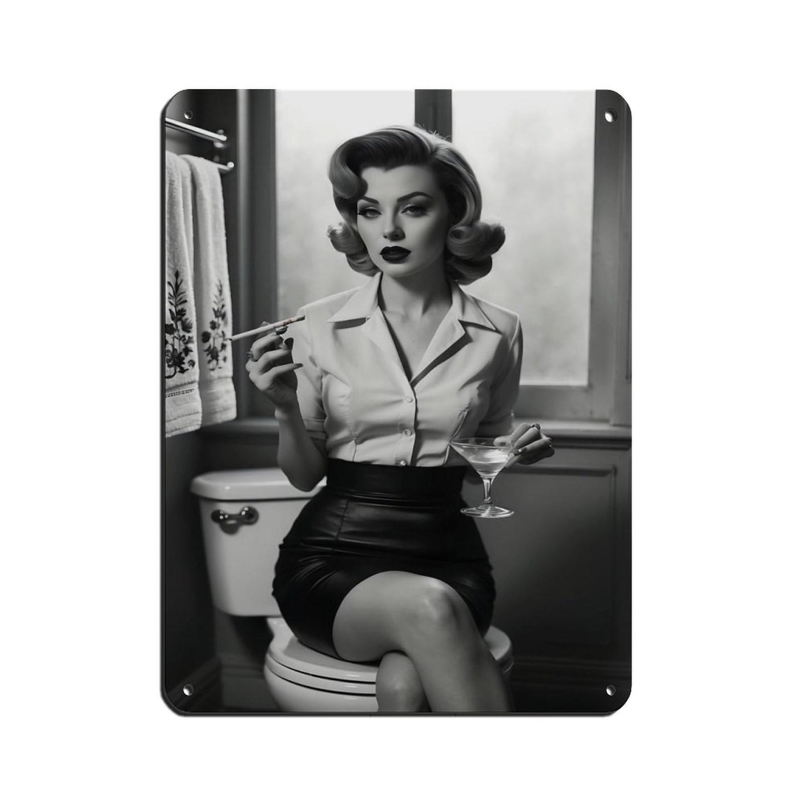 Monochrome Retro Poster, Hollywood Style Tin Sign Vintage Metal Pub Club Cafe Bar Home Wall Art Decoration Poster Retro 12x16inch(30x40cm)