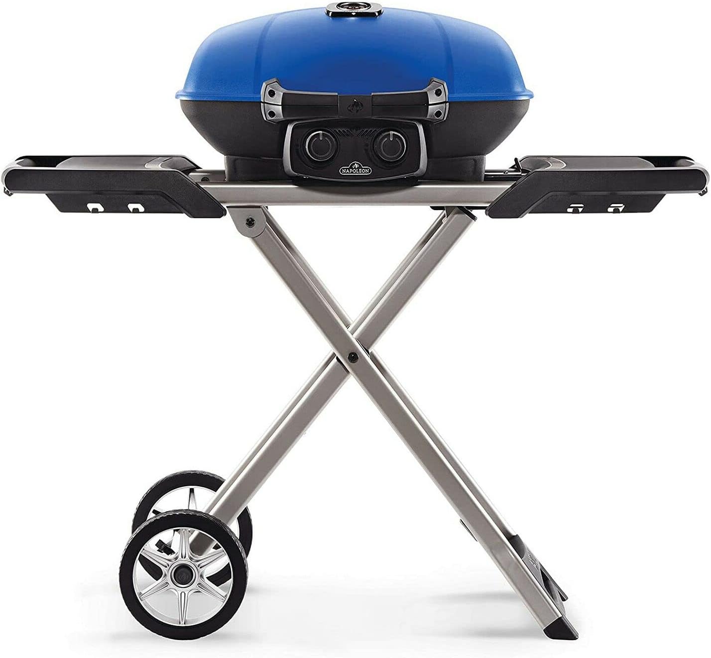 Genuine TQ285XBL1 TravelQ 285X Portable rOP anee Gas Grill w/Scissor Cart &, Blue