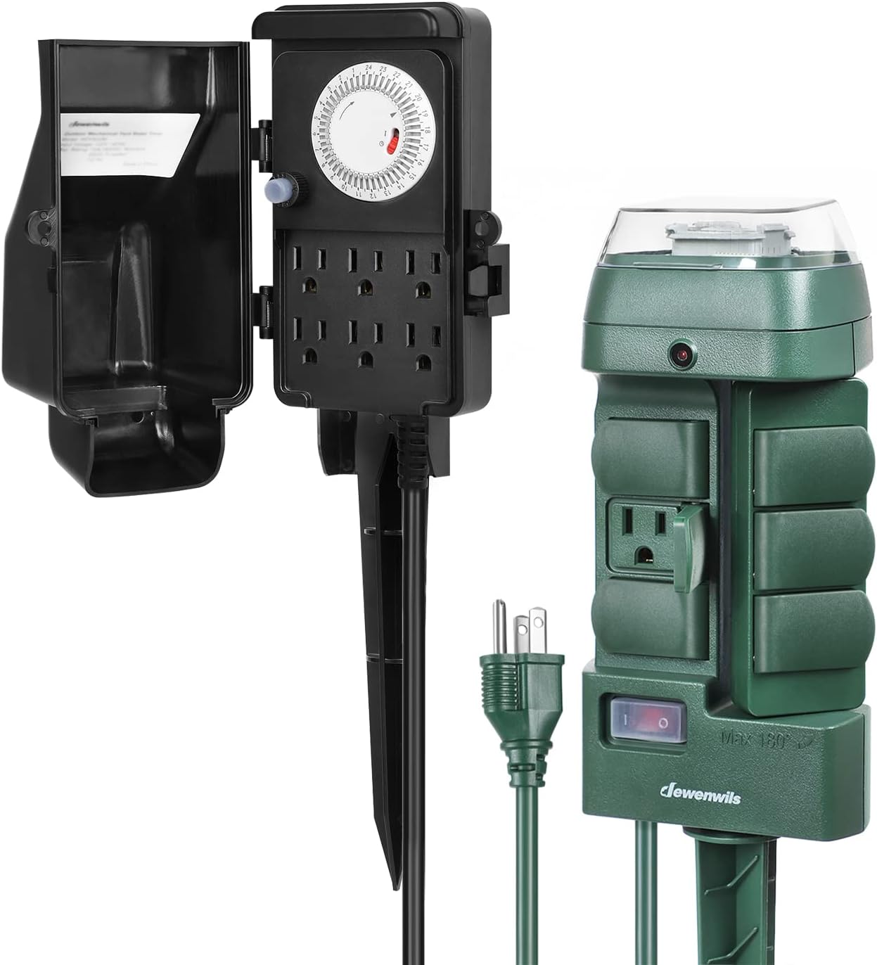 DEWENWILS Outdoor Mechanical Power Strip Timer, Multi Socket Time Timer