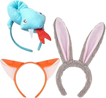 3-Piece Adults Snake Bunny & Fox Ears Headband Costume for Halloween Zoo Cosplay Party Accessories