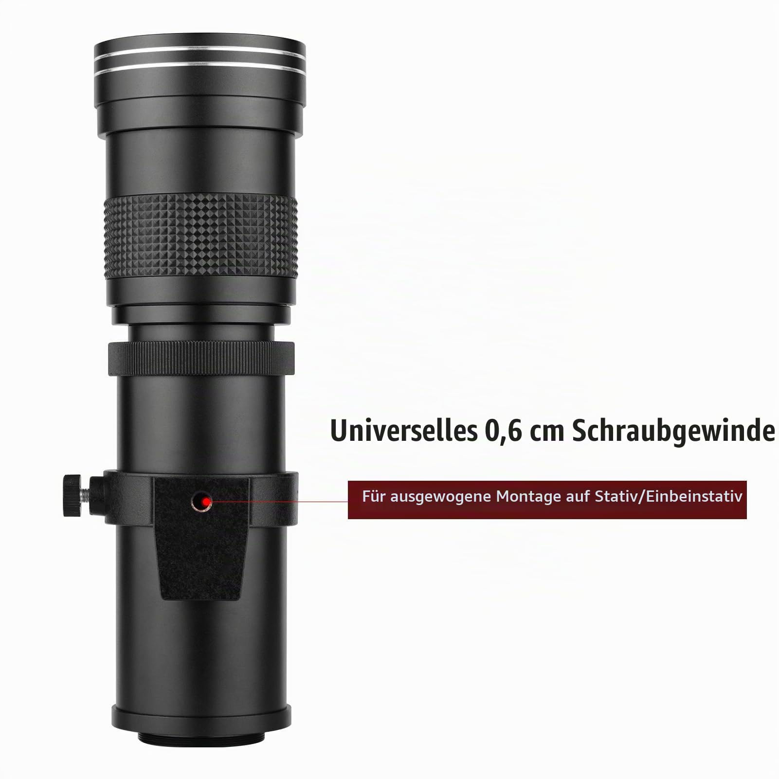 Andoer Kamera-MF-Supertelezoomobjektiv F/8.3-16 420–800 mm T-Mount Universal-1/4-Gewinde Ersatz-Vollformat-Superteleobjektiv Passend für EF/EF-S-Kameras
