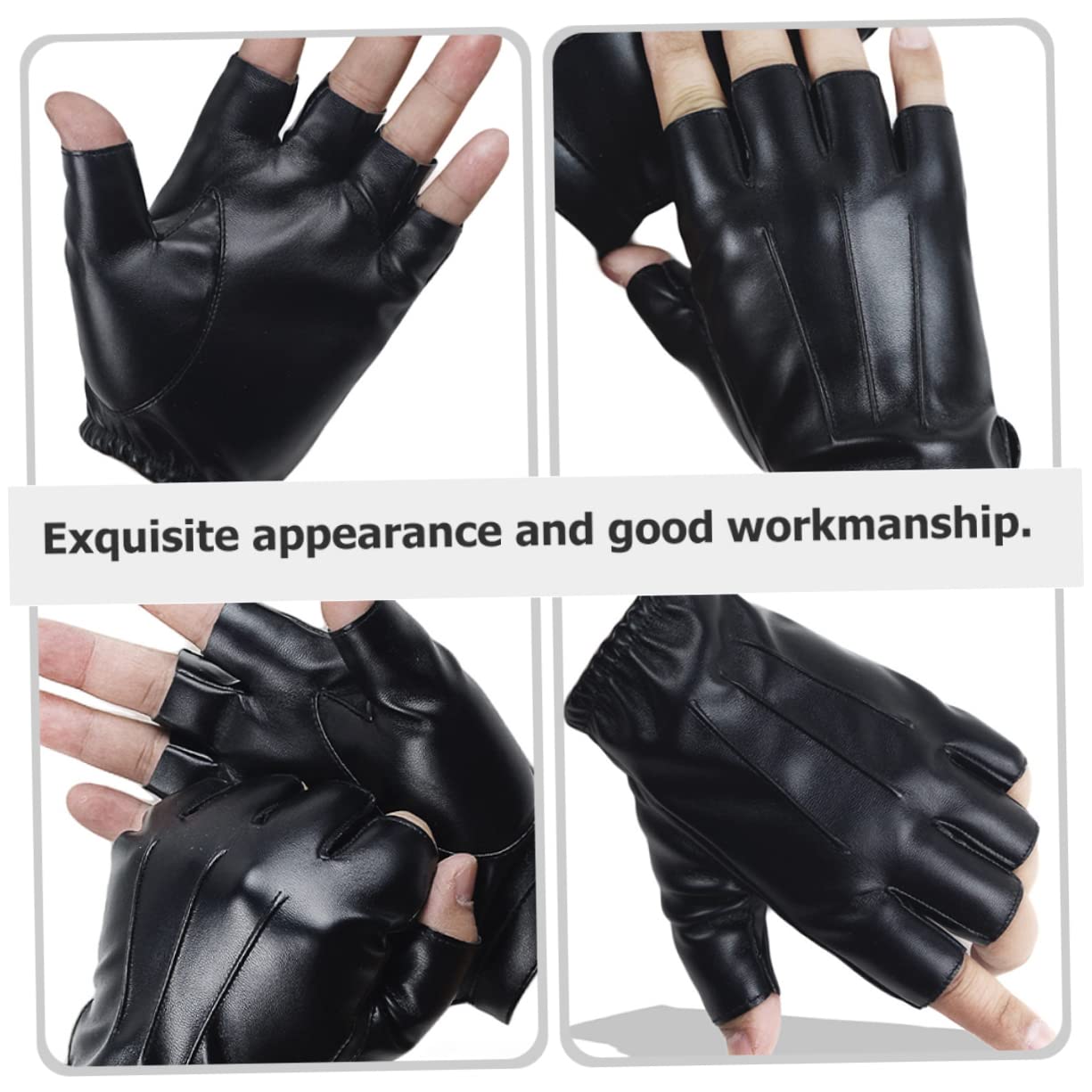 YARNOW 5pares Guantes De Fitness Reutilizables De Piel PU para Ciclismo y Pesca Guantes De Dedos Cortos Antideslizantes y Transpirables Actividades Al Aire