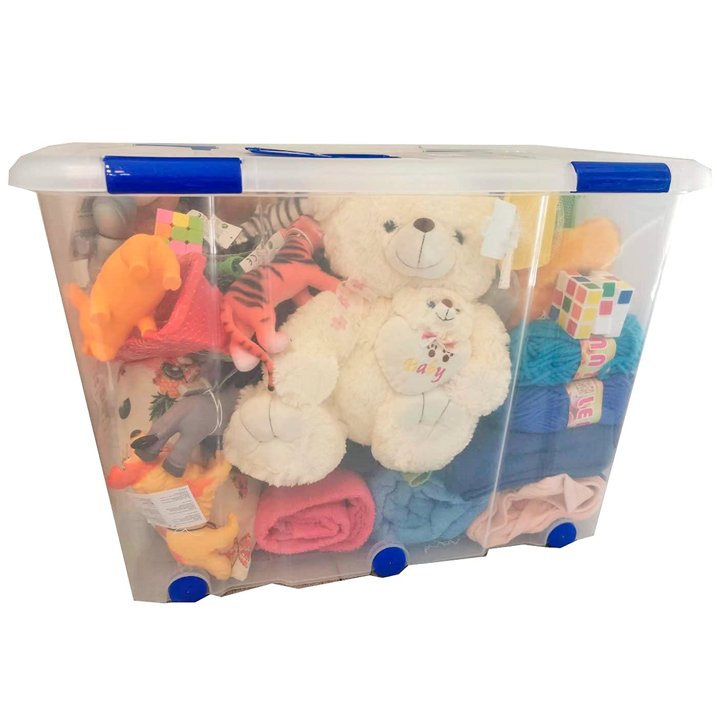 Acan Tradineur - Caja de almacenaje de 55,5 x 81 x 51,5 cm, nº 19, con capacidad de 160 litros con tapa y ruedas para organización del hogar, baúl organizador(55,5 x 81 x 51,5 cm, Unidad)