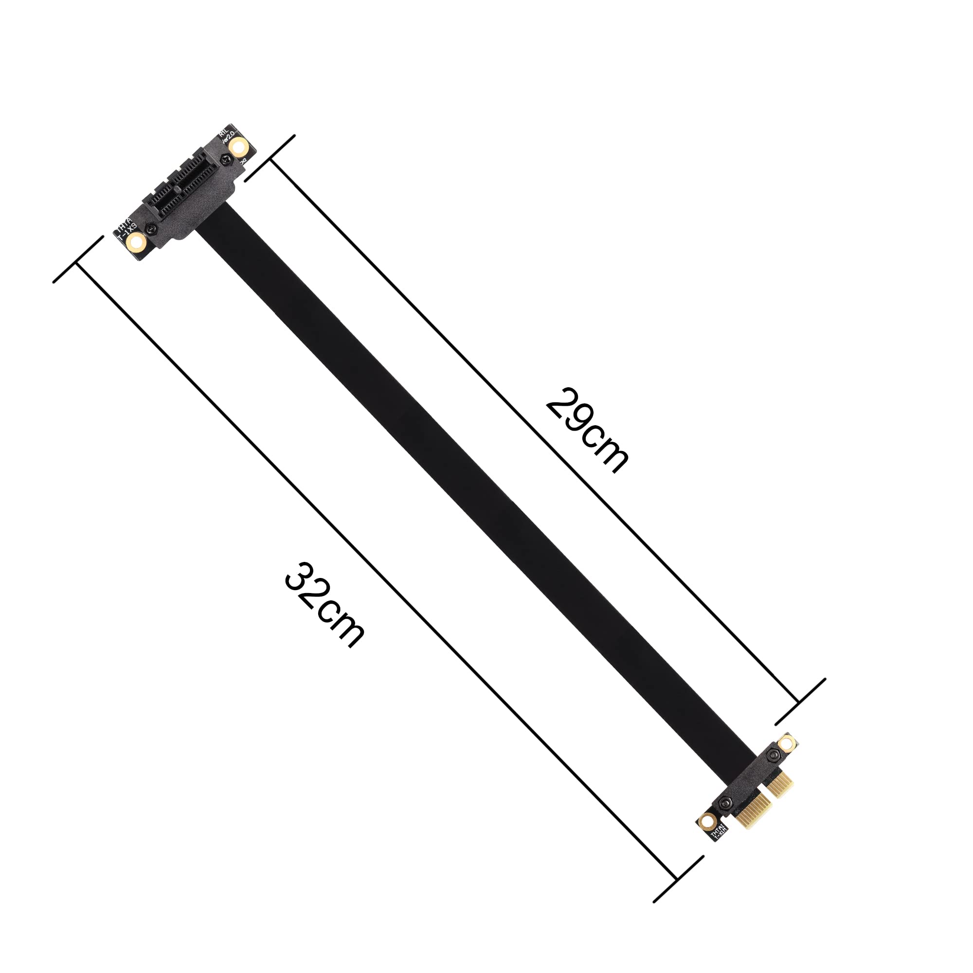 GINTOOYUN PCIE 1 x kabel przedłużający 90 stopni PCI Express 3.0, 1 x męski do żeńskiego Up, Wireless Network Card Sound Card (5 cm, slot 90° Up) (30 cm)