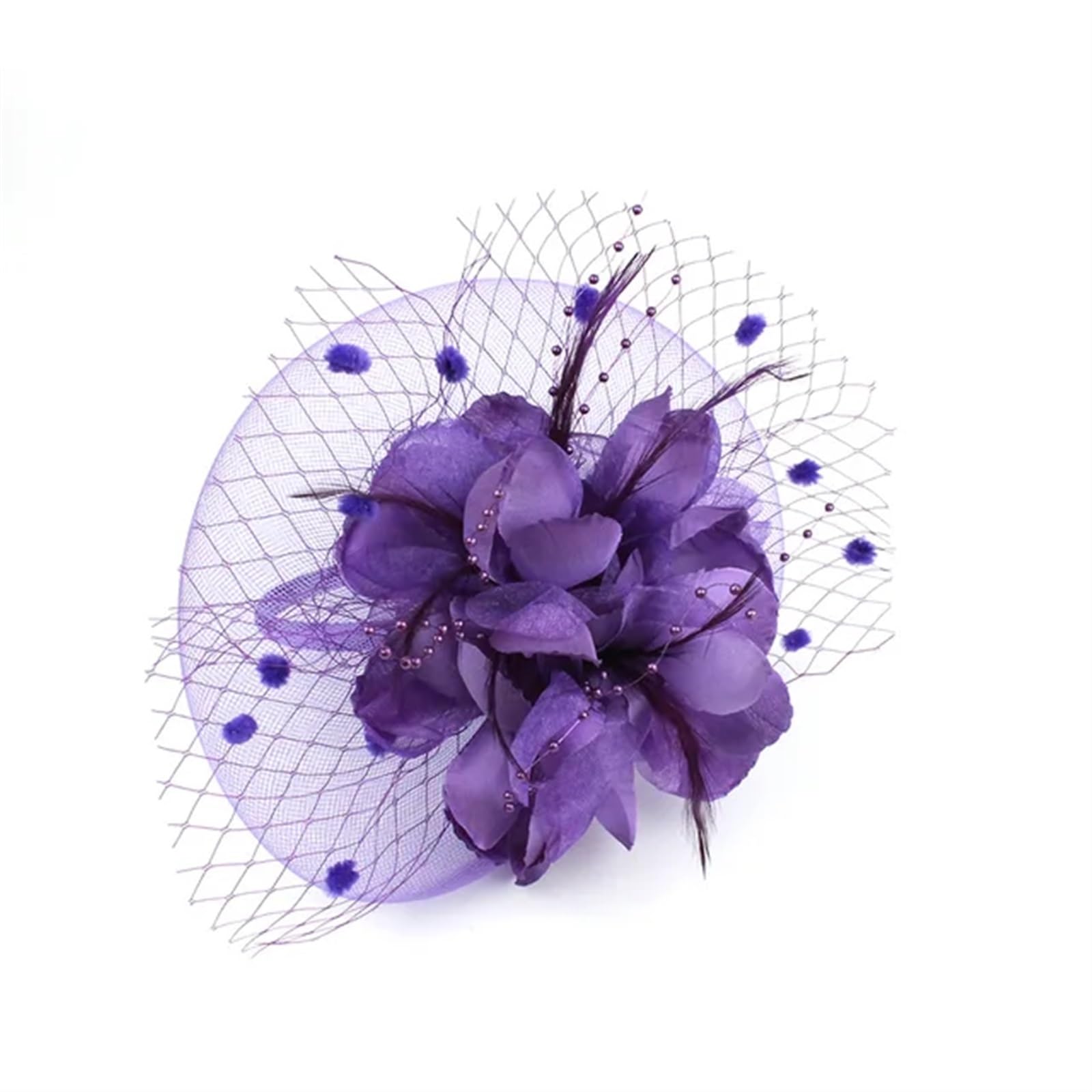 UALXPAO Wedding Hats Fascinator Feather Headpiece for Women, Floral Hat Cocktail Wedding Bridal Tea Party for Tea Party,Weddings(PURPLE)