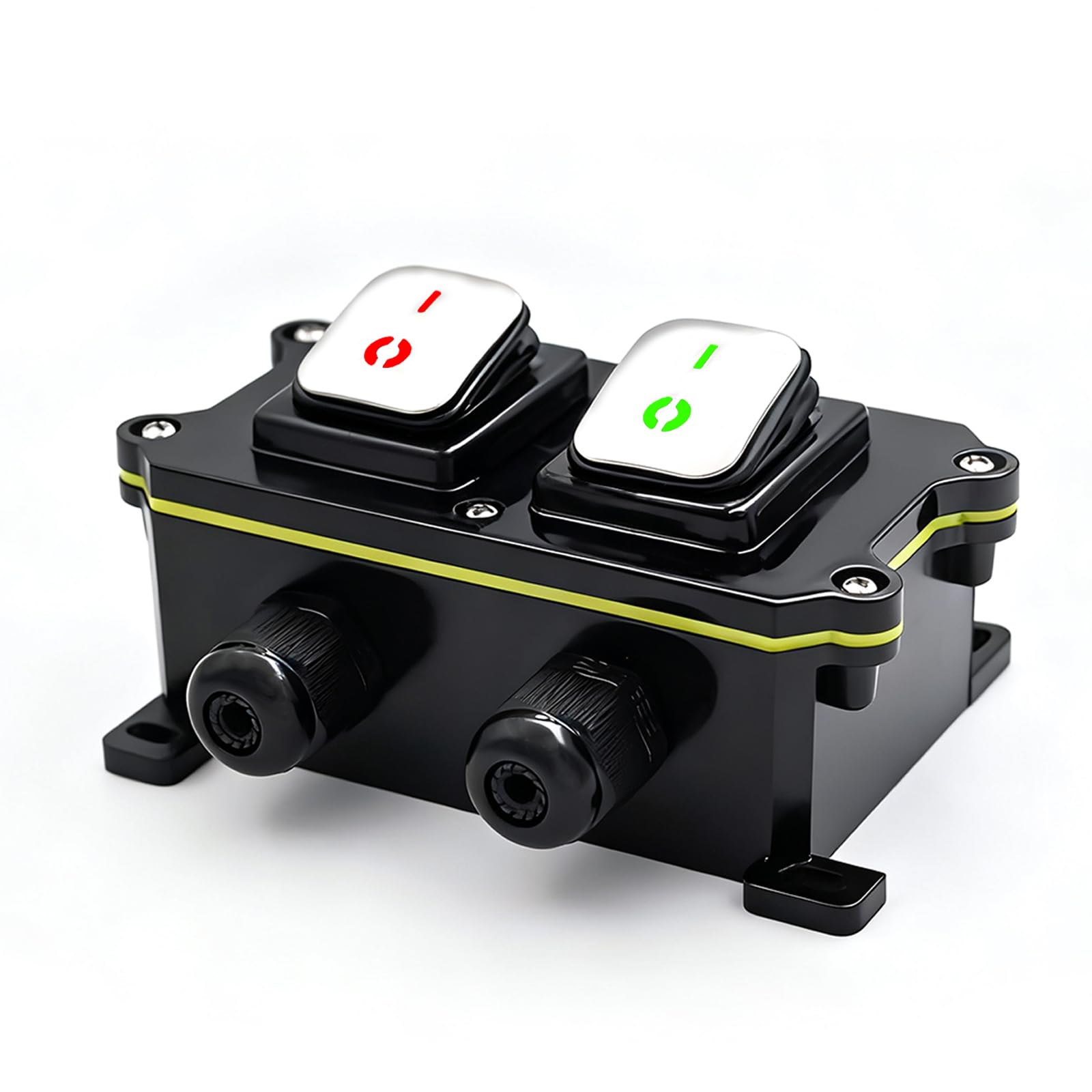 30A DuraSwitch IP65 Wasserdichte Schaltbox,2x Edelstahl Wippschaltern mit LED DPDT,230V AC für Elektroinstallation in Industrie, Gewerbe Haus(Rot/Grün)