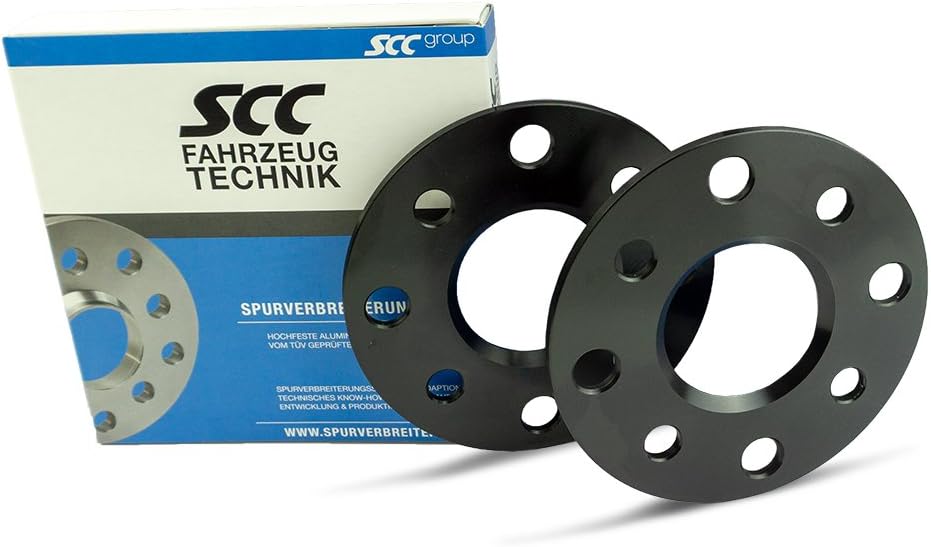 SCC 10202 W Wheel Spacers Anodised LK: 100/4/108/4 NLB 57,1 – /////VW, Black, 5 mm, Set of 2