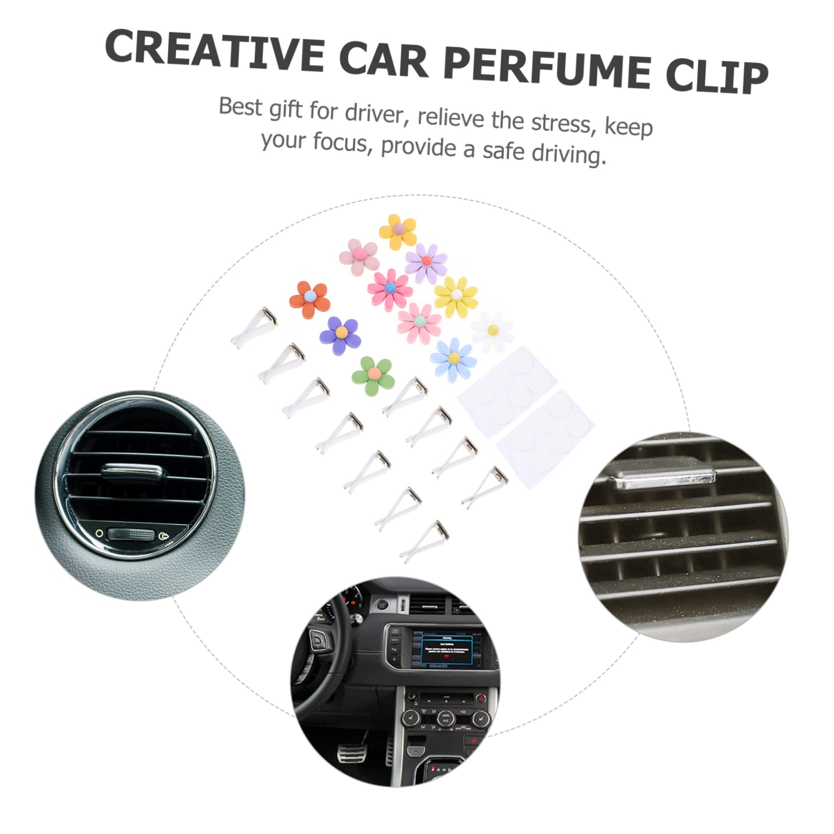 GLEAVI 33pezzi Clip Decorativa Per Auto Con Fiorper Diffusore Aromatico Accessori Per Interni Auto Compatibile Con Tutti Modelli Di Venti Aria Design Unico Per Atmosfera e Vivace