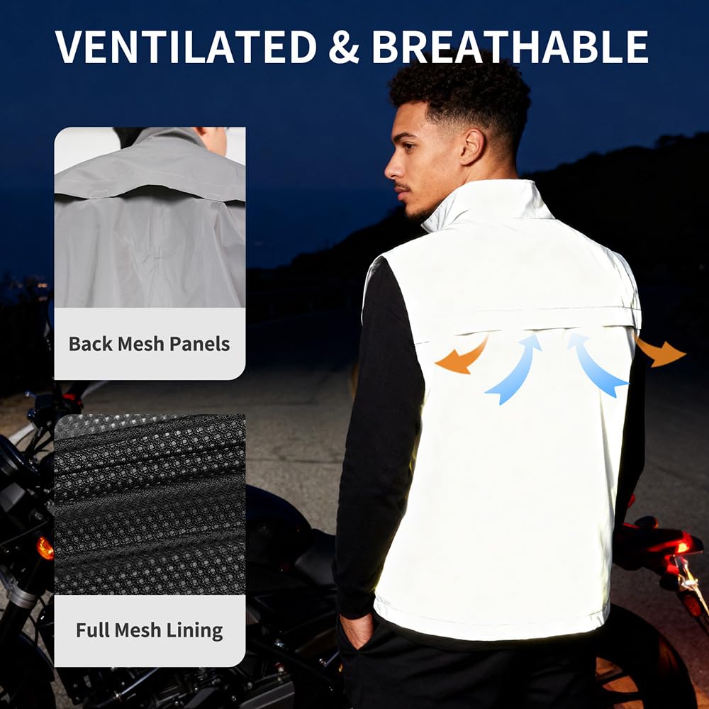 Chaleco de ciclismo para hombre y mujer, chaleco reflectante para correr, cortavientos, transpirable, sin mangas, chaleco deportivo impermeable a prueba de viento, chaleco ligero para correr