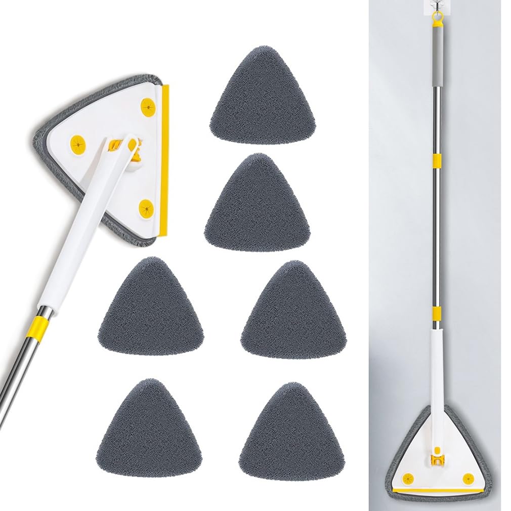 Mocio Triangolare Per Soffitti Con Manico Telescopico 215 Cm - 6 Testine E 3 Tergivetro Inclusi - 2