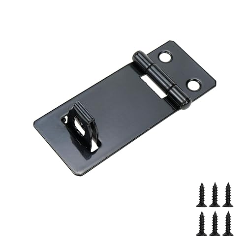 Miniatura 8 de Tsnamay Cerradura de candado negro, cerradura de cierre deslizante de puerta, cerradura de perno deslizante, cerradura de hierro pintado negro de