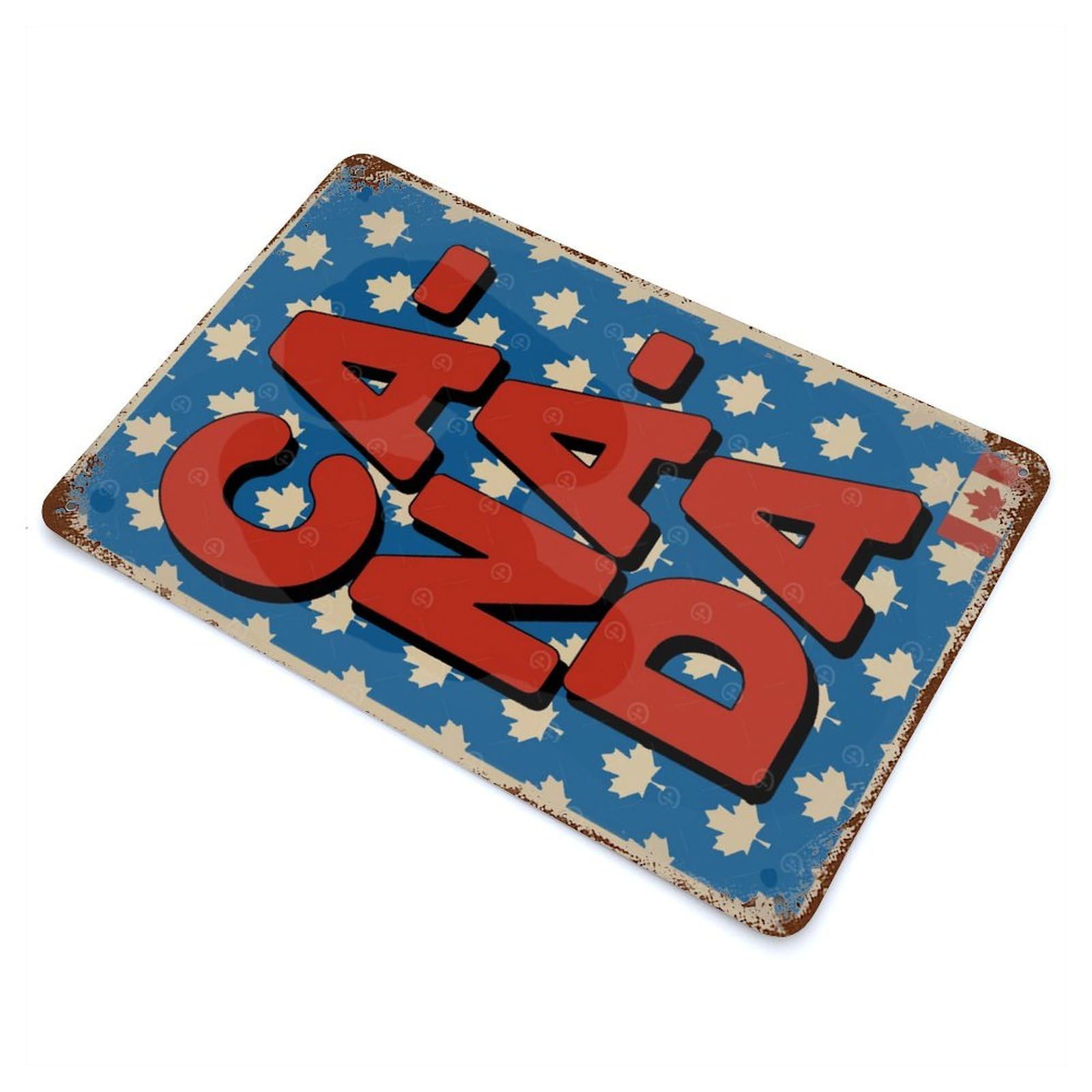 Canada Day Rust Effect Tin Sign 11.8"x7.9", Ideal for Shed, Workshop And Garage Wall Decor