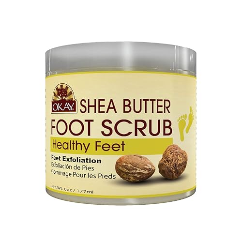 OKAY **TODO NATURAL** Exfoliante de pies de manteca de karité 6 onzas 6.0 fl oz
