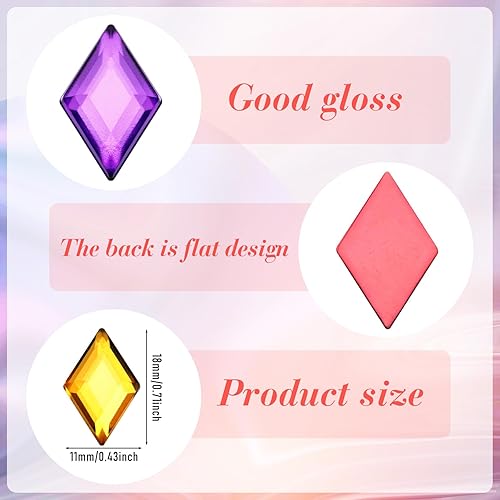 Miniatura 2 de Tondiamo 100 piezas de diamantes de imitación acrílicos con parte trasera plana, gemas de plástico para deslumbrar joyas acrílicas para hacer joyas,