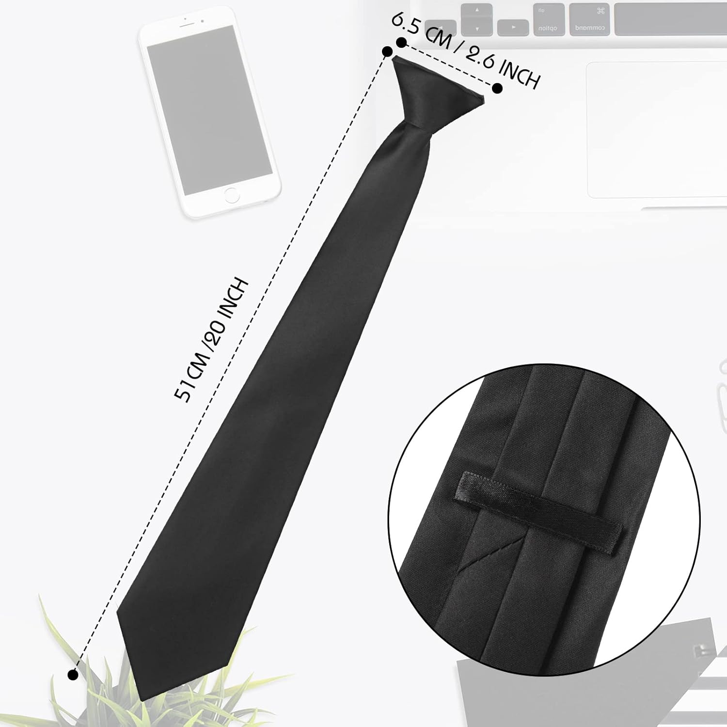 Bencailor 4 Pcs Men's Clip-on Ties Solid Color Men's Tie Pre Tied Clip on Ties for Man Clip on Necktie Button Tie - Image 2