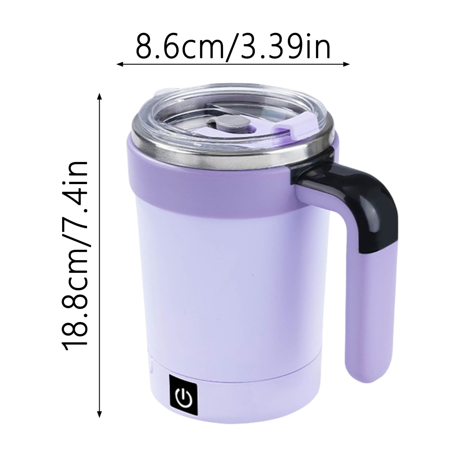 Taza agitadora magnética, taza de viaje calentada con control de temperatura inteligente, mezclador de bebidas portátil, recargable por USB-C, uso con una sola mano, base extraíble para café y té