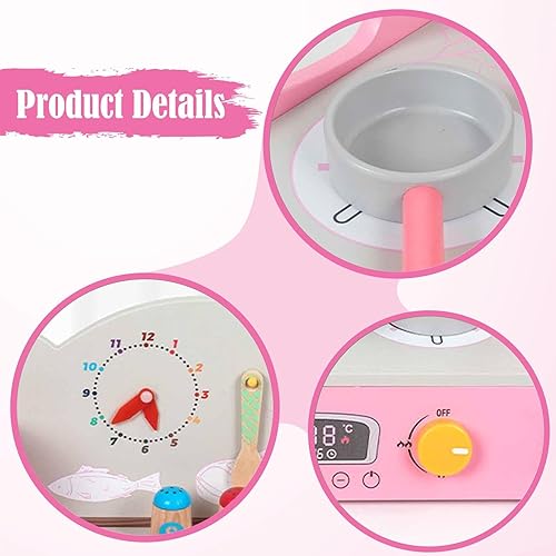Miniatura 5 de Wooden Play Kitchen Set for Kids, Pretend Play Cooking Toys with Accessories, Preschool Learning Toy, Fine Motor Skills, Birthday Gift for Toddlers-