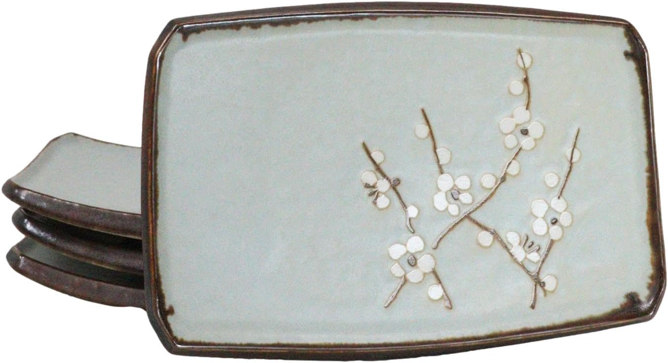 Pack De 4 Platos Rectangulares De Porcelana Soushun Sakura
