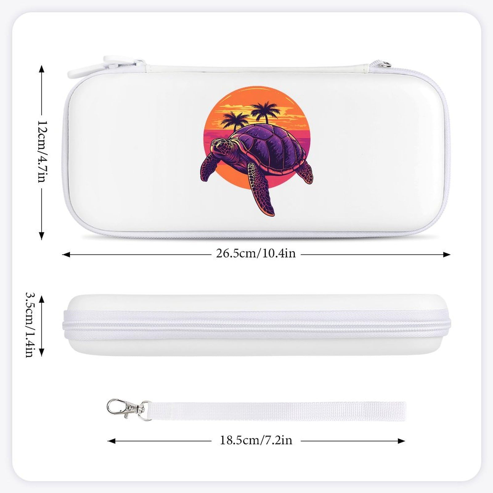 Sea Turtle Sunset Palm Trees Compatible with Switch Carrying Case Hard Travel Game Bag Pouch with 15 Games Accessories White-style