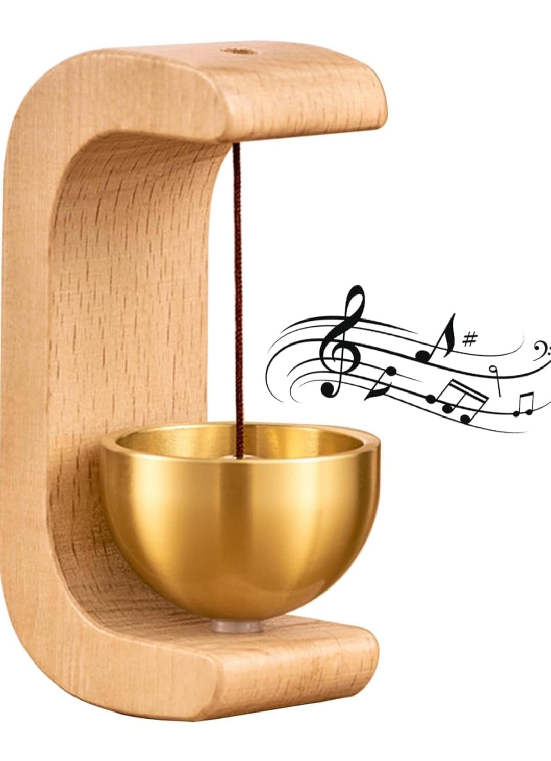 Door bell wheel chime Wooden Meditation Bowl Stand with Brass